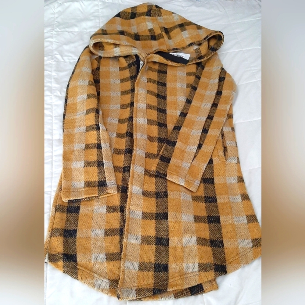 Black Island Plaid Hooded Zip Cardigan *NWT*